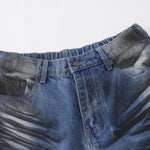 Grungy Wash Ripped Hem Denim Bermuda Shorts