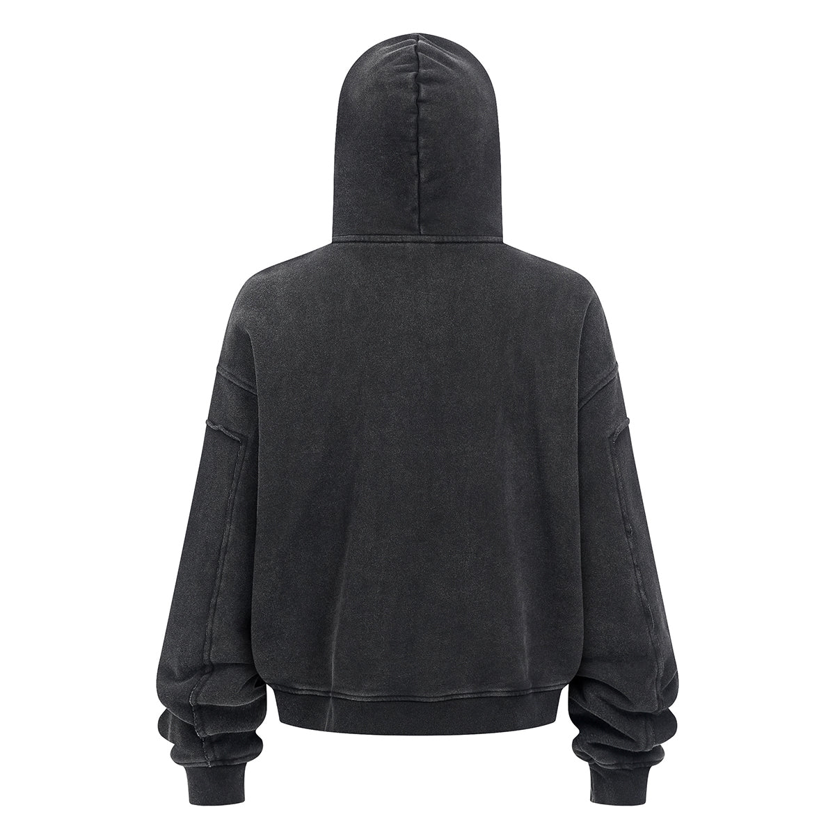 Vintage Washed Oversized Zip Up Distressed Hoodie