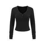 Long-Sleeve Ribbed Henley Top 8.25oz