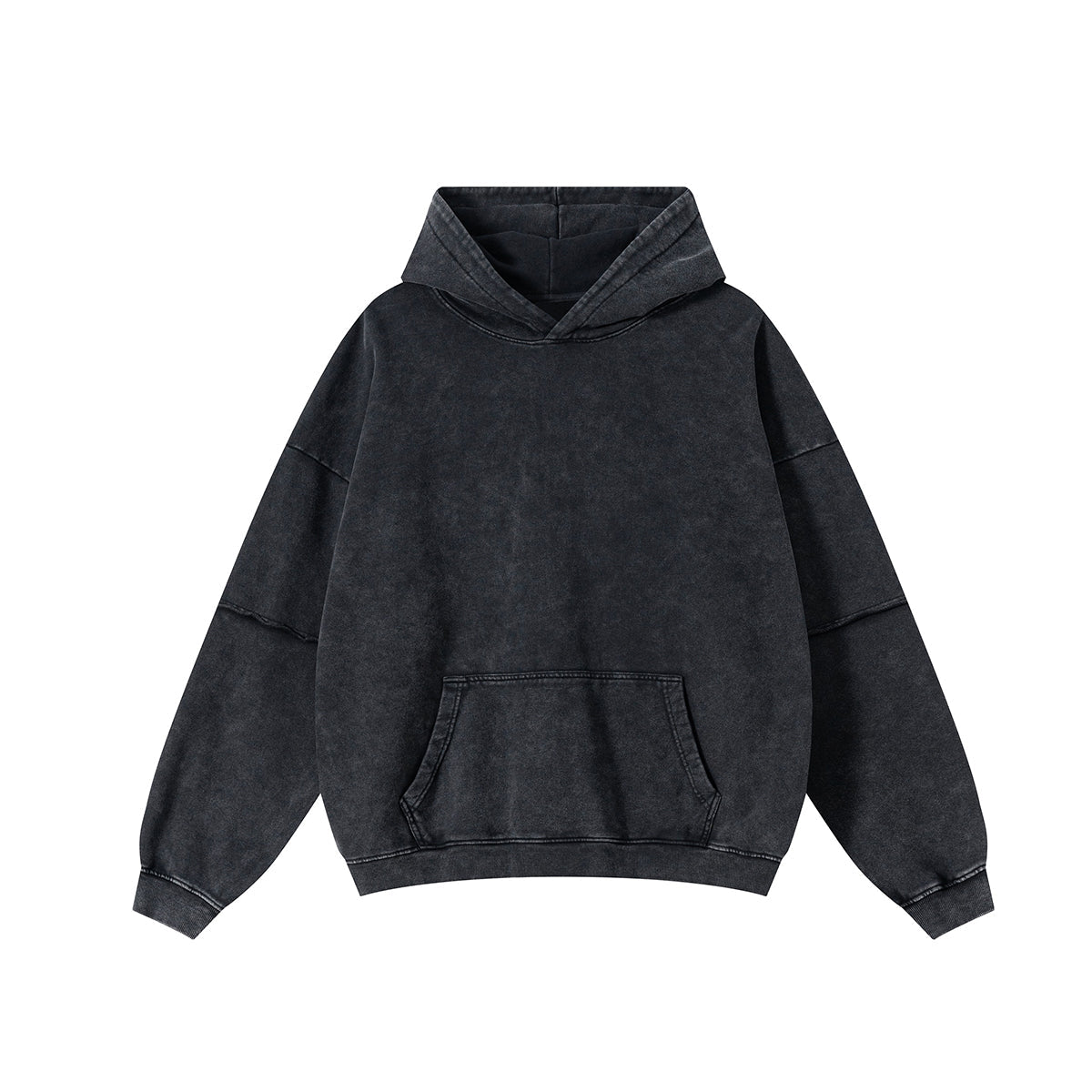 Two-Layer Sleeve Acid Washed Cotton Hoodie