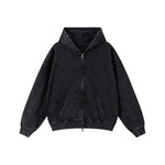 Heavyweight Washed Cotton Zip-Up Hoodie