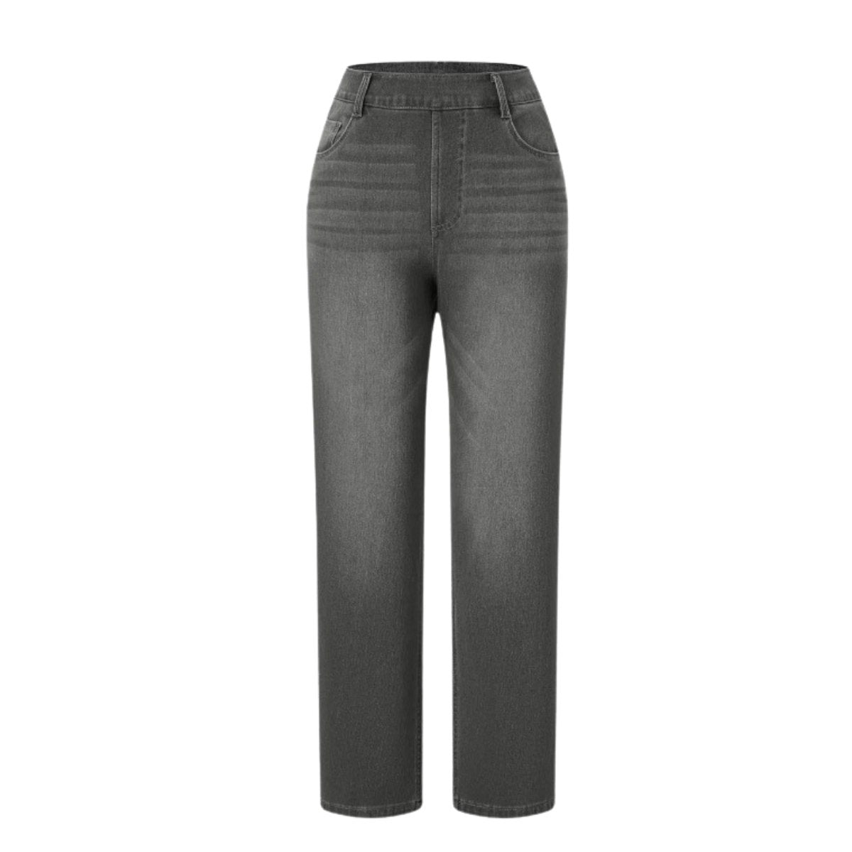 High Waisted Pull-On Straight Leg Jeans