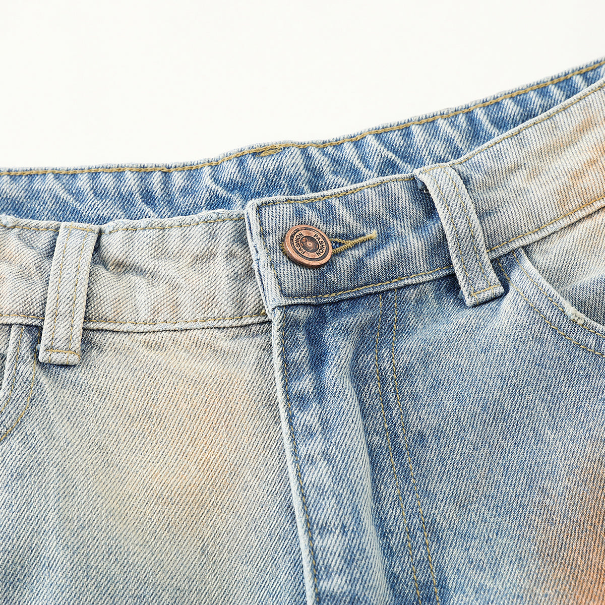 Rust-Dyed Ripped Bermuda Shorts