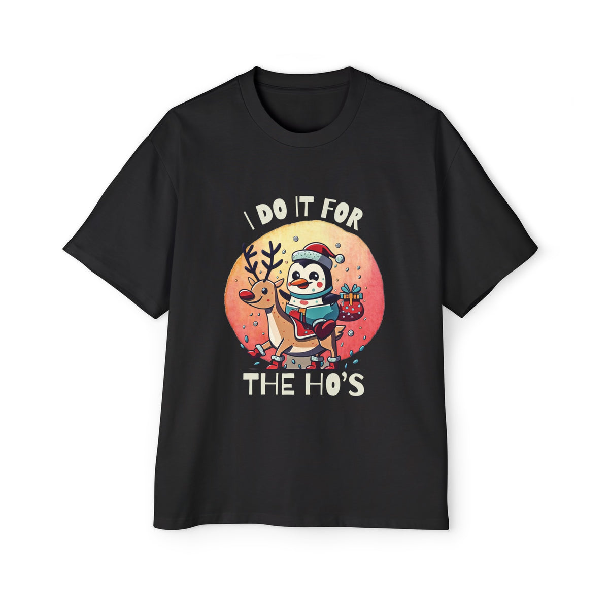 Penguin Santa Christmas Pajamas Reindeer Graphic Tee-INNBLAC Fashion Apparel