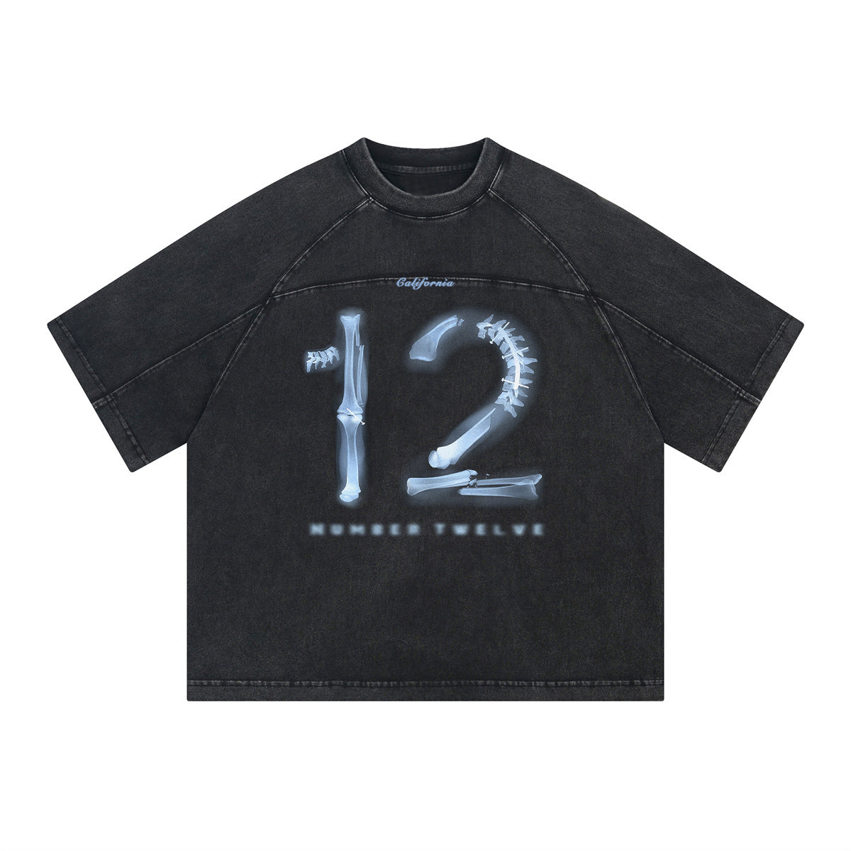 X-Ray Print Number Twelve Black Graphic Oversized Tee