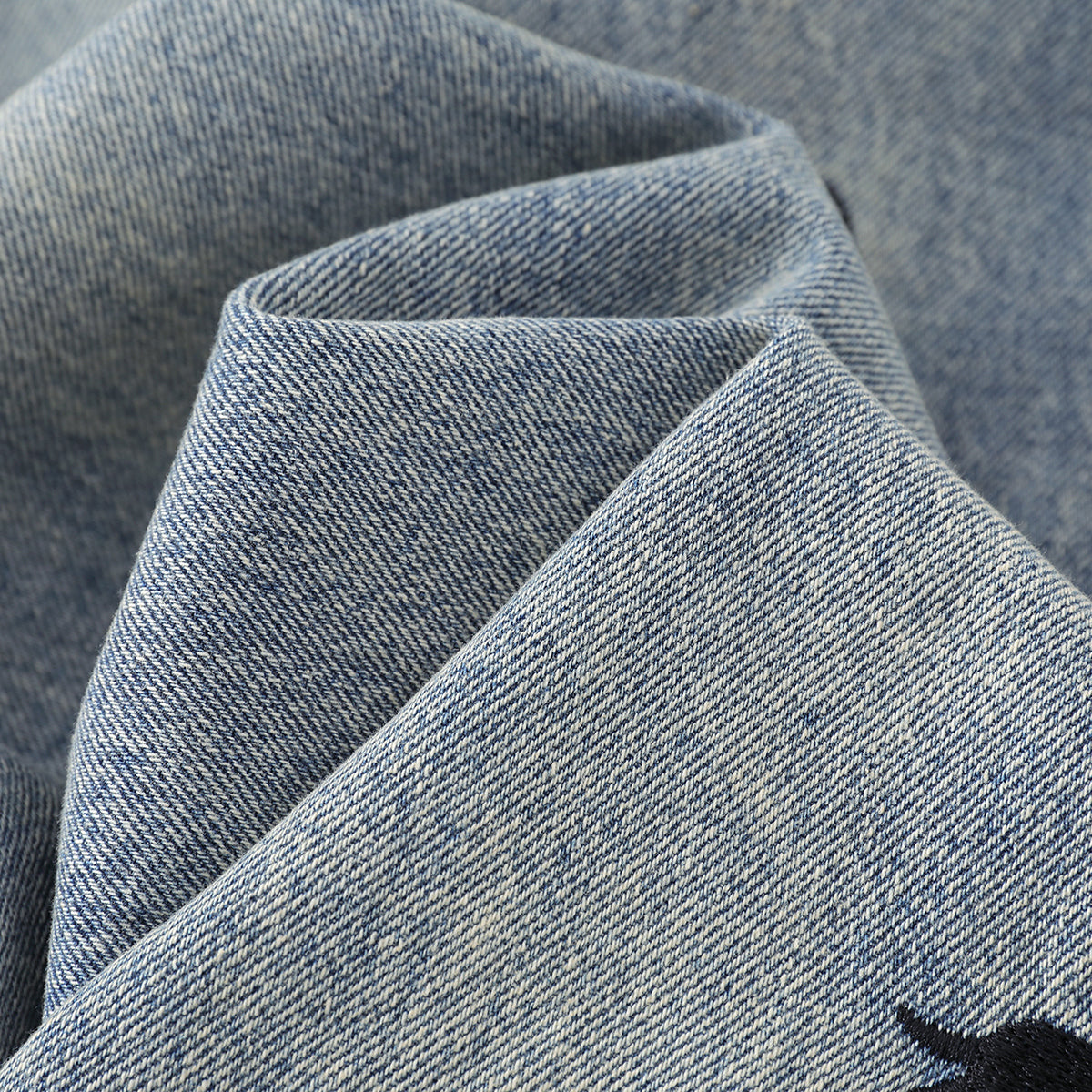 Washed Faded Dog-Embroidered Barrel-Leg Jeans