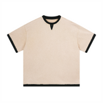 Camiseta batik vintage lavada con ribetes de 7.5 oz