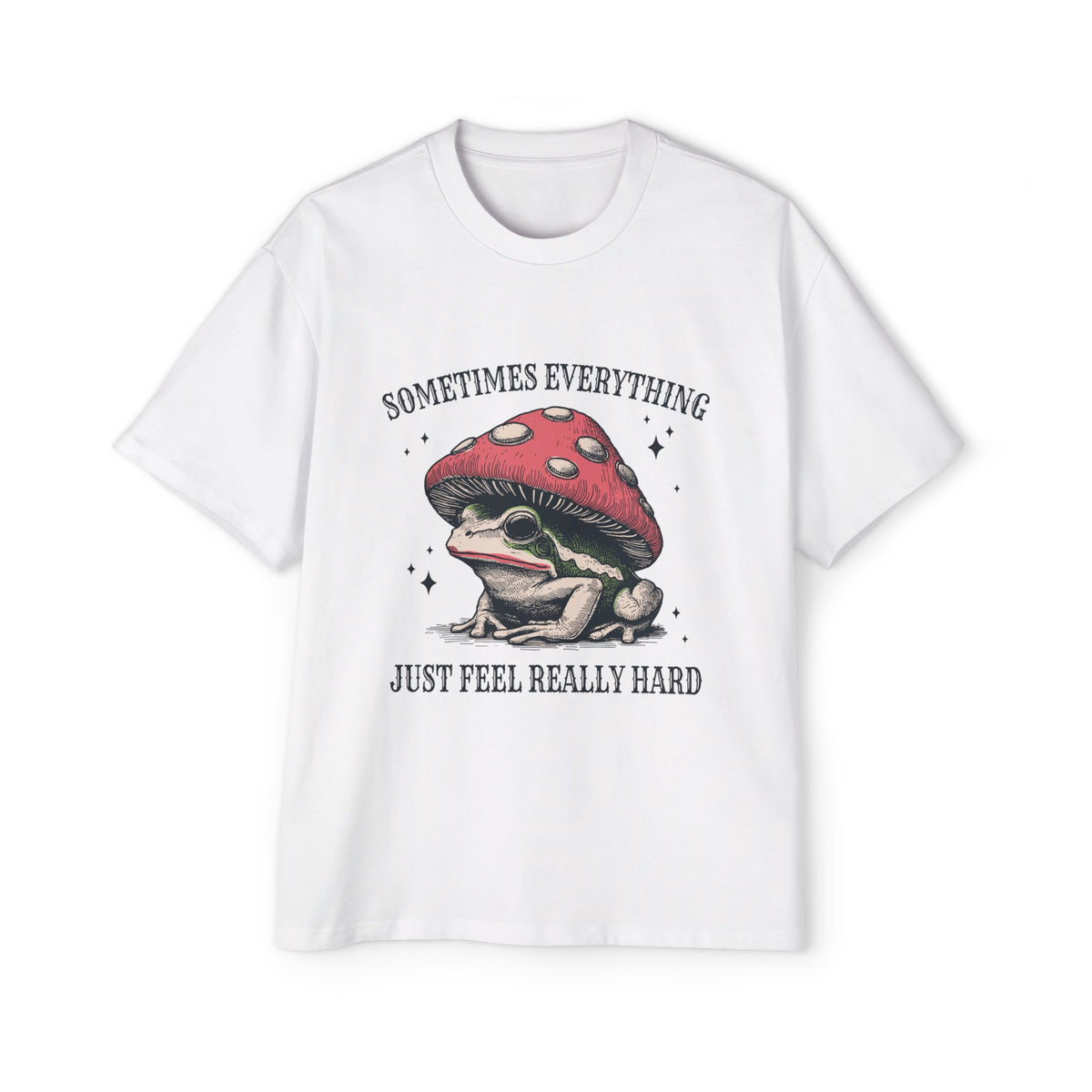 Frog Wearing Mushroom Helmet Graphic Tee-INNBLAC Fashion Apparel