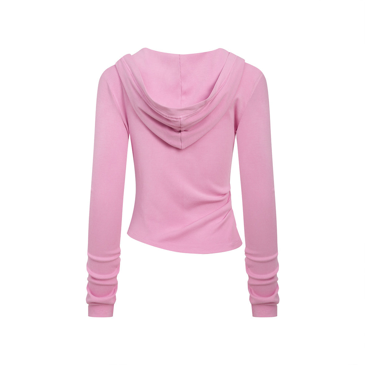 Ruched Fitted Long Sleeve Hoodie Top