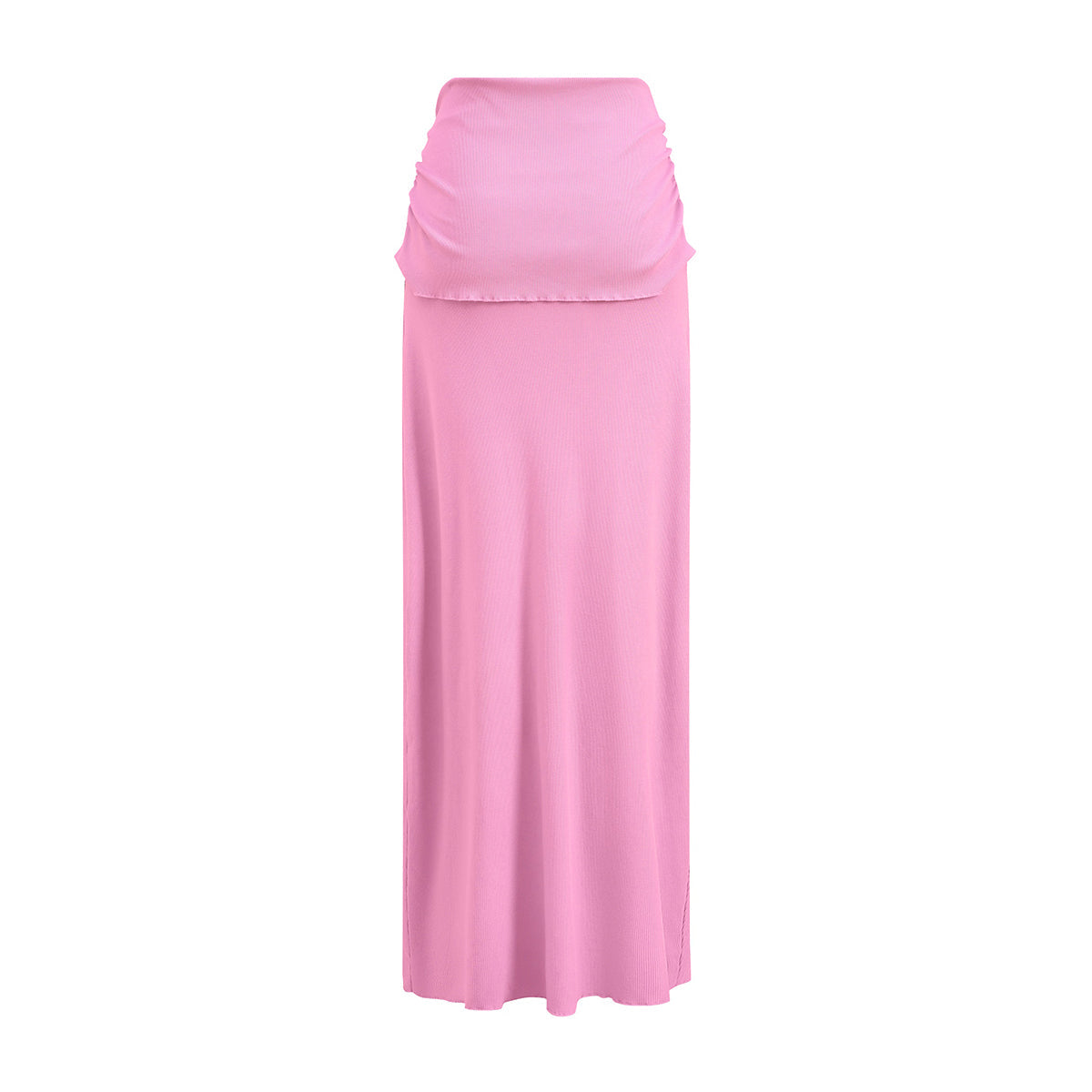 High Waist Ruched Knit Maxi Skirt