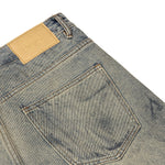 Faded Blue Vintage-Sanded Wide-Leg Jeans