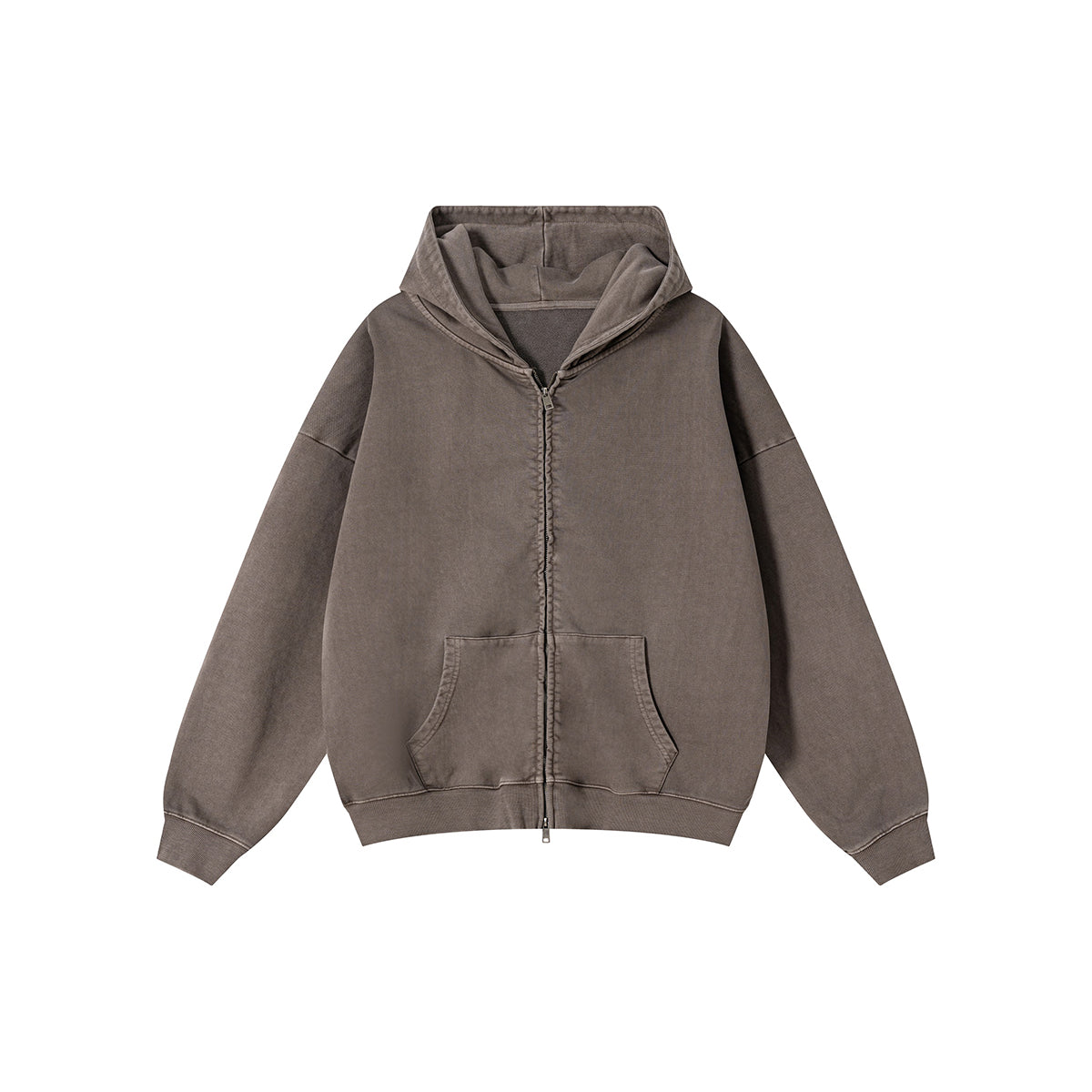 Heavyweight Washed Cotton Zip-Up Hoodie