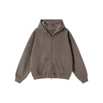 Heavyweight Washed Cotton Zip-Up Hoodie