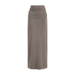 High Waist Ruched Knit Maxi Skirt