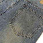 Blue Wash Distressed Ripped Wide-Leg Jeans