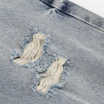 Light Blue Distressed Ripped Straight Jeans