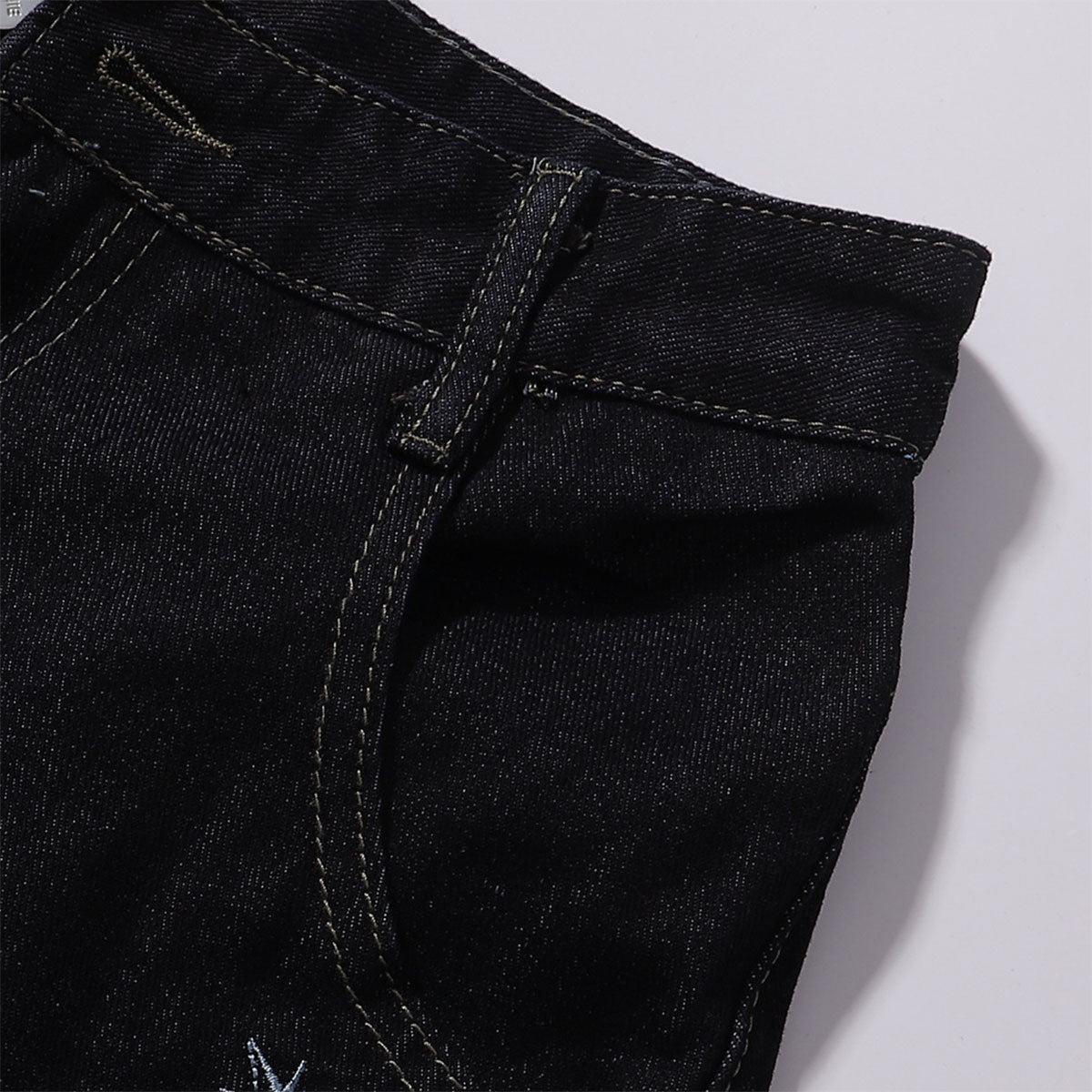 Celestial Star Embroidery Faded Wide Leg Jeans