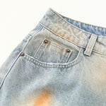 Rust-Dyed Ripped Bermuda Shorts