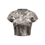 Forest Print Camo Cropped Short Sleeve Nature Tee