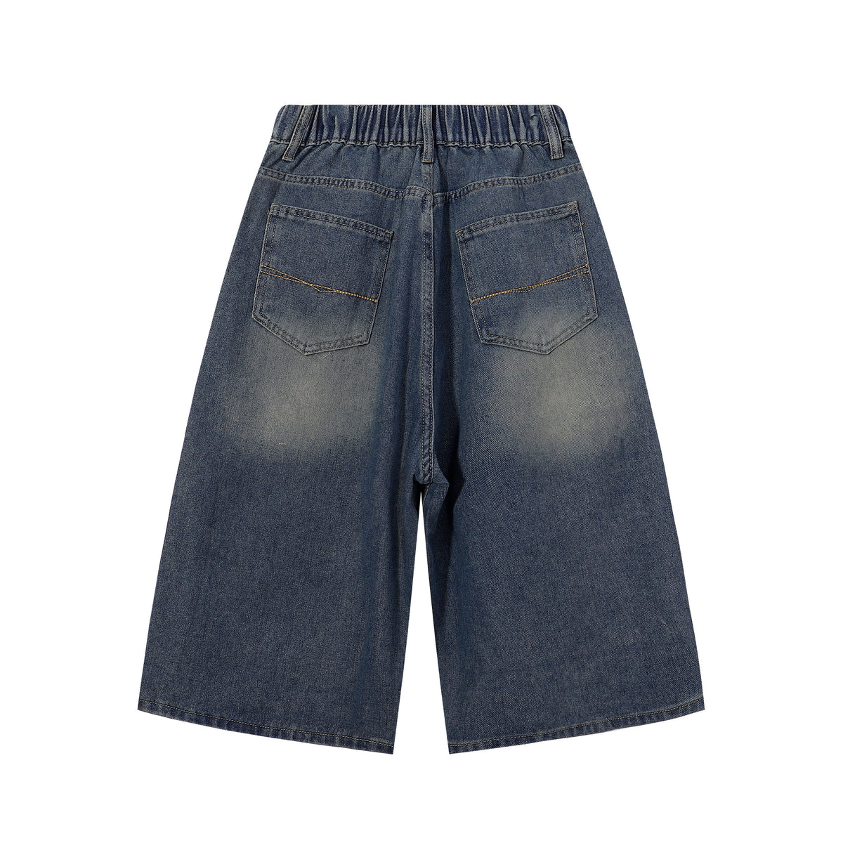 High Waist Wide Leg Ombre Denim Shorts