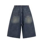 High Waist Wide Leg Ombre Denim Shorts