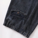 Faded Wash Panel Stitching Barrel-Leg Jeans
