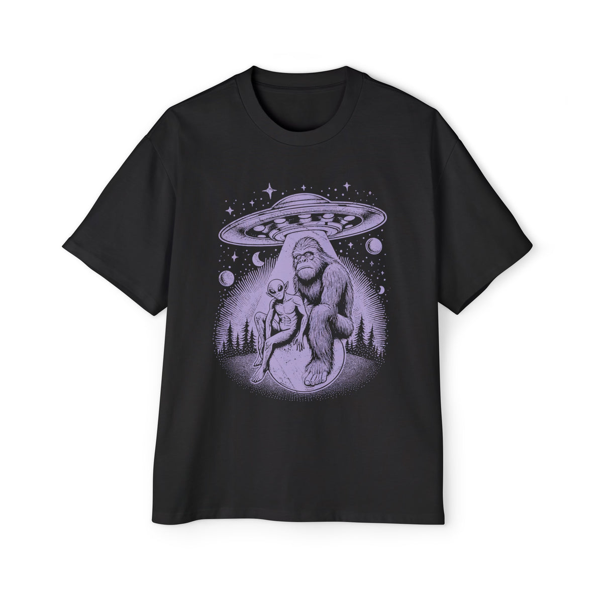 Bigfoot Alien And UFO Graphic Tee-INNBLAC Fashion Apparel