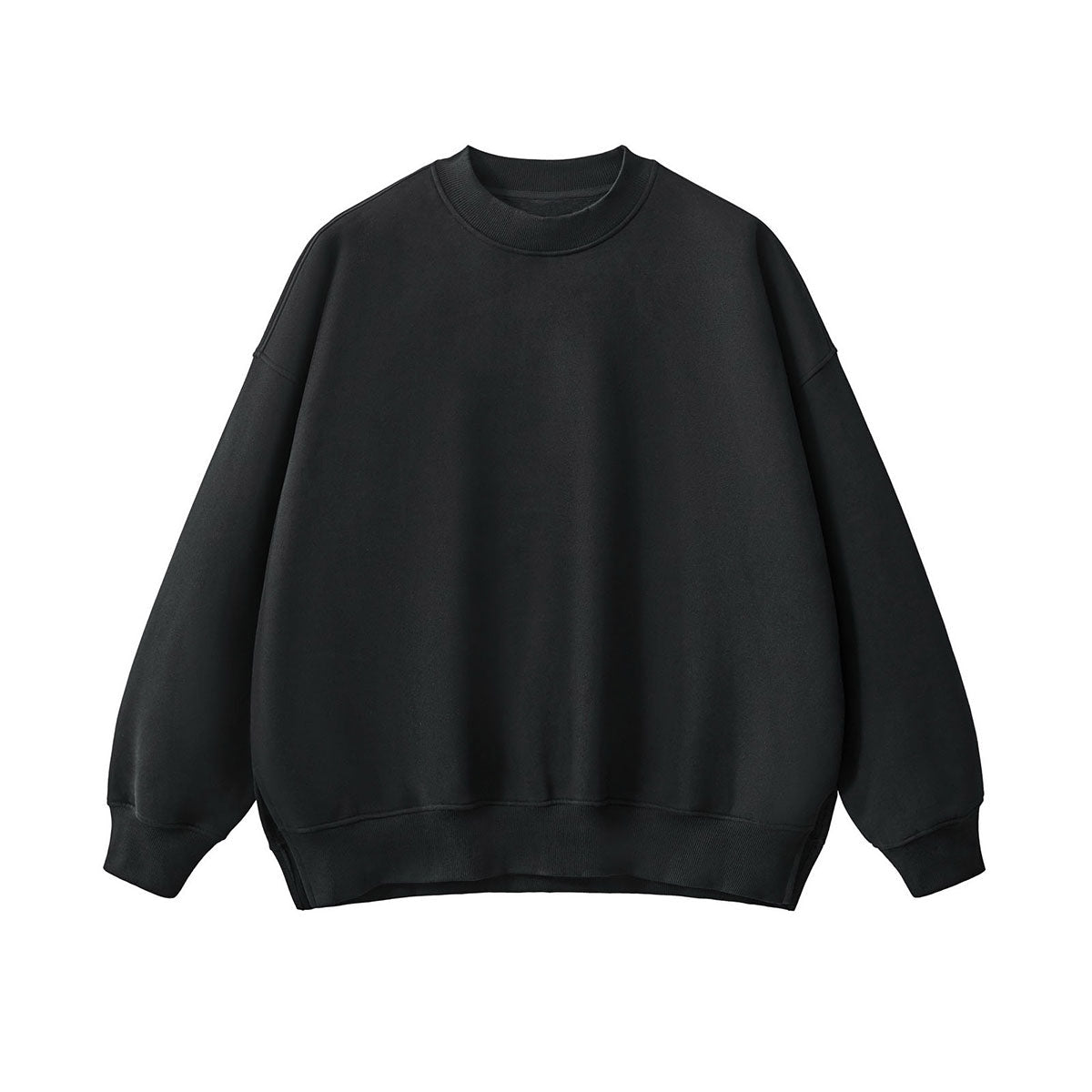 Solid Color Side-Split Fleece Sweatshirt