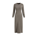 Slim Fit Long Sleeves Ribbed Midi Dress