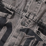 "BODY" Graphic Distressed Denim Jacket