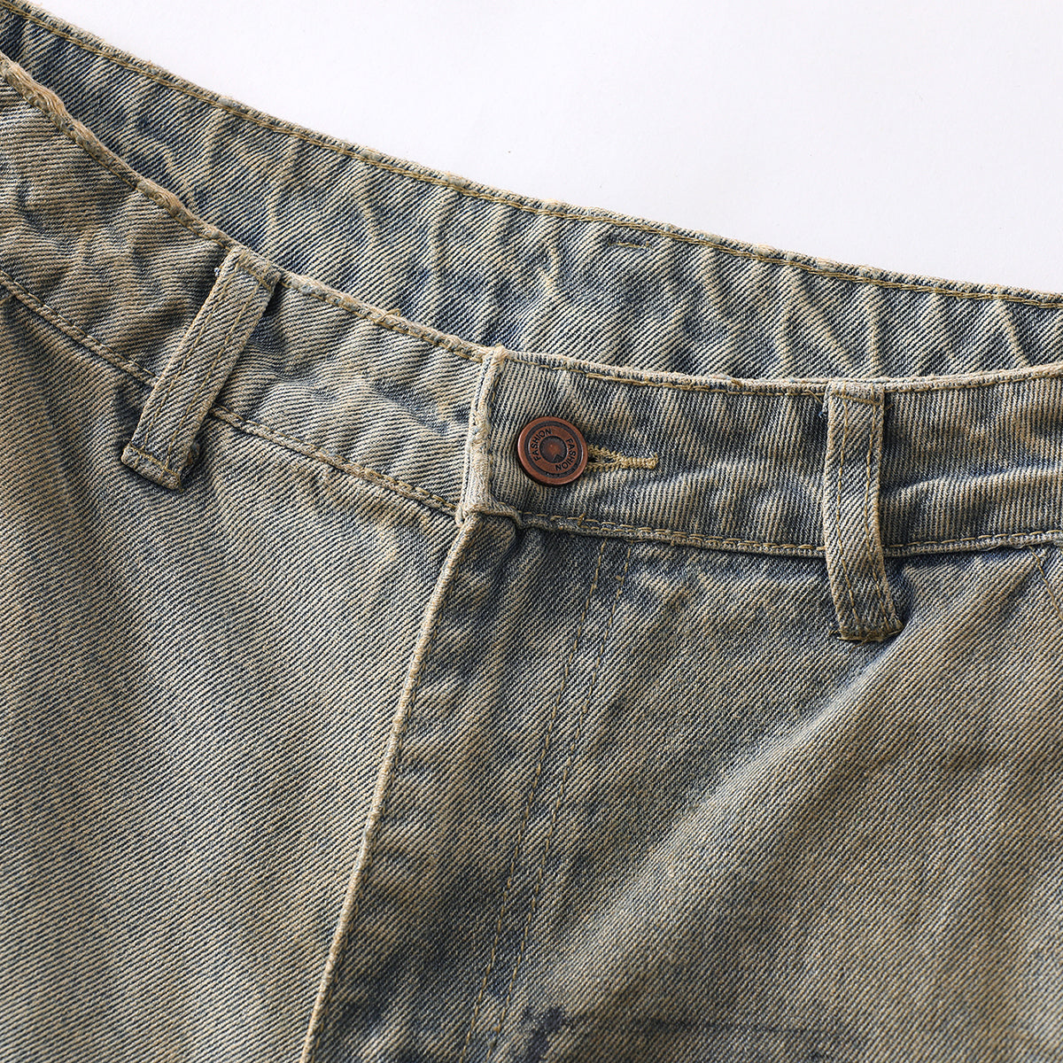 Vintage Tie-Dye Barrel-Leg Distressed Jeans