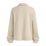 Distressed Edge Buttonless Long-Sleeve Polo