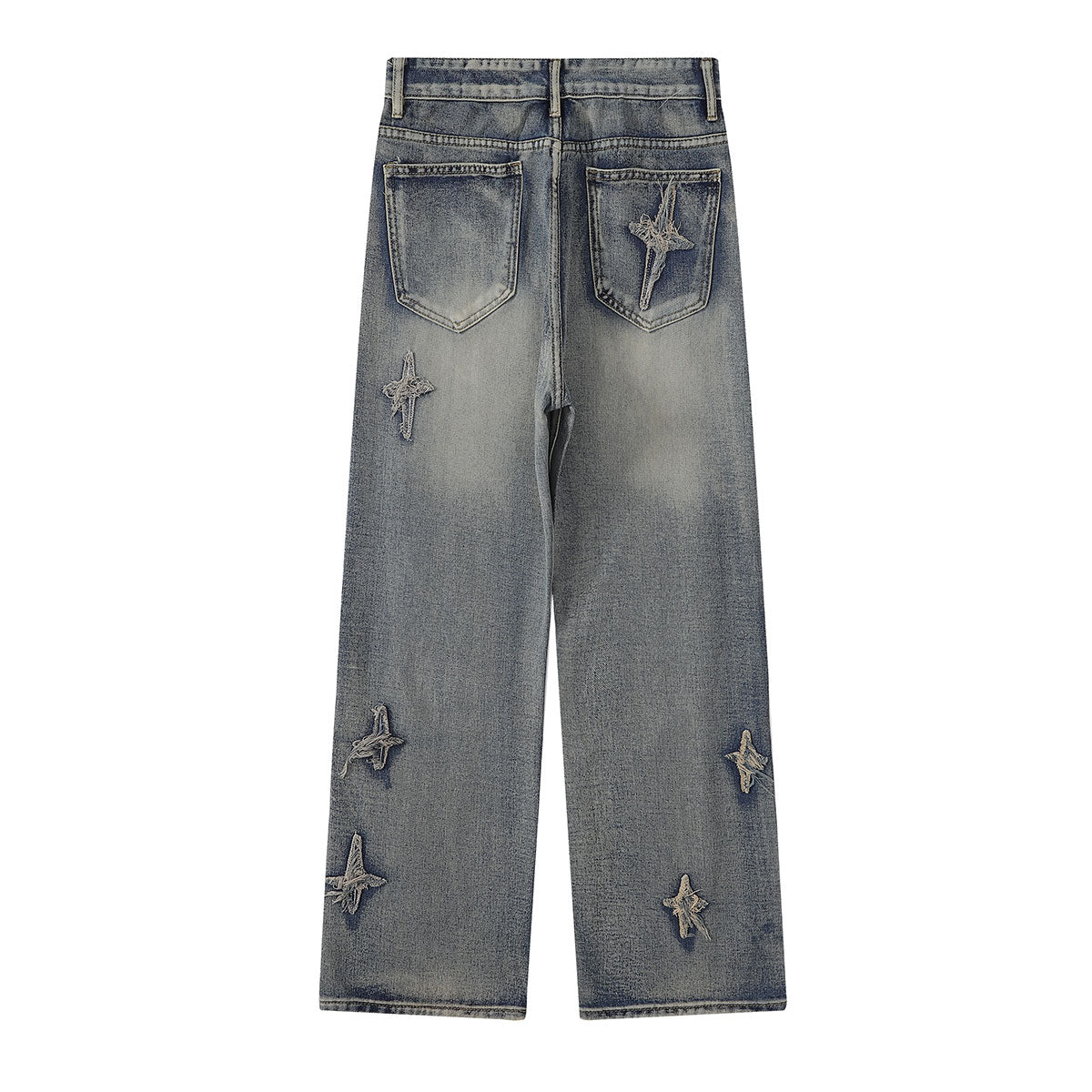 Distressed Patched Star Detail Jeans