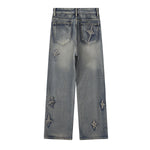 Distressed Patched Star Detail Jeans