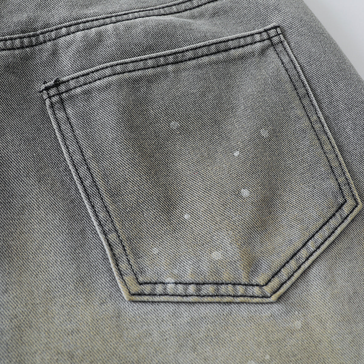 Splash Print Distressed Wash Denim Bermuda Shorts