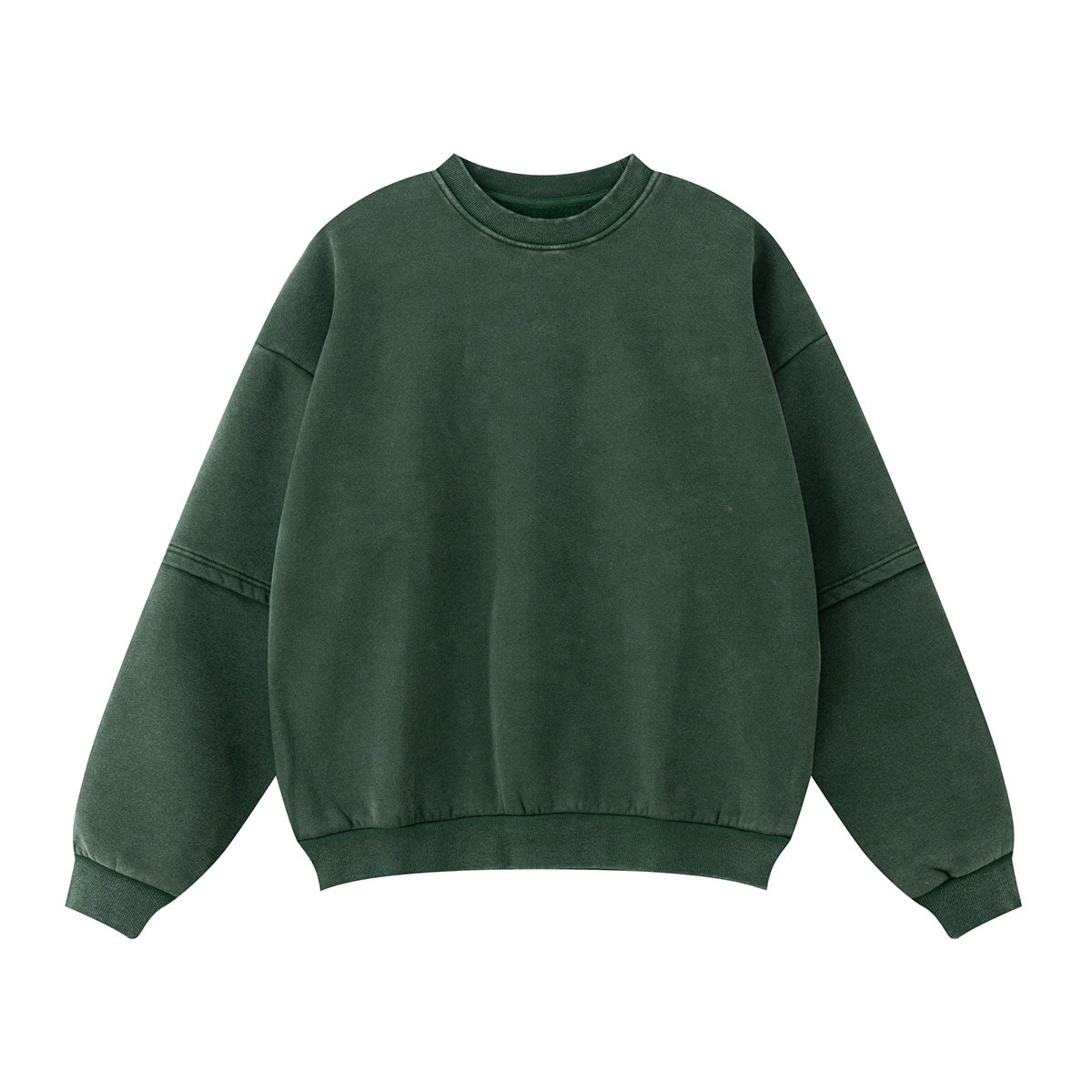 Crew Neck Mock Two-Layer Fleece Sweatshirt