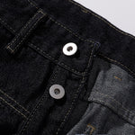 Curved Button Fly Wide-Leg Jeans