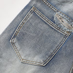 Adjustable Side Strap Distressed High Waist Shorts