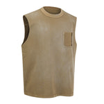 Chest Pocket Knit Sleeveless Relaxed Fit Muscle Tank