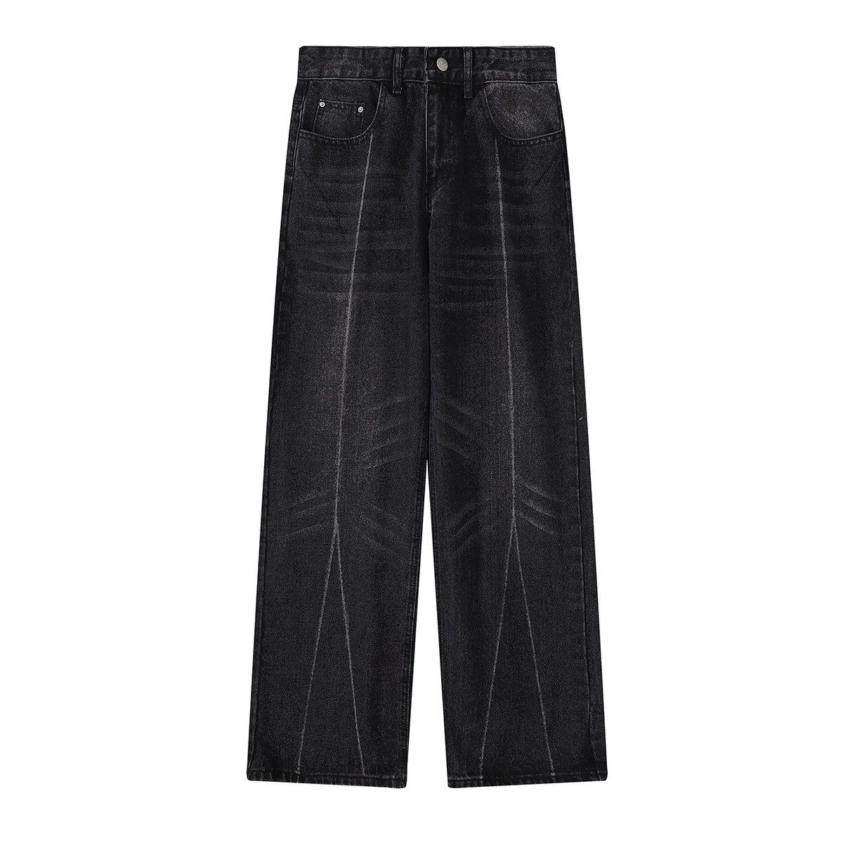 Wide Leg Pinstripe Detail Denim Jeans