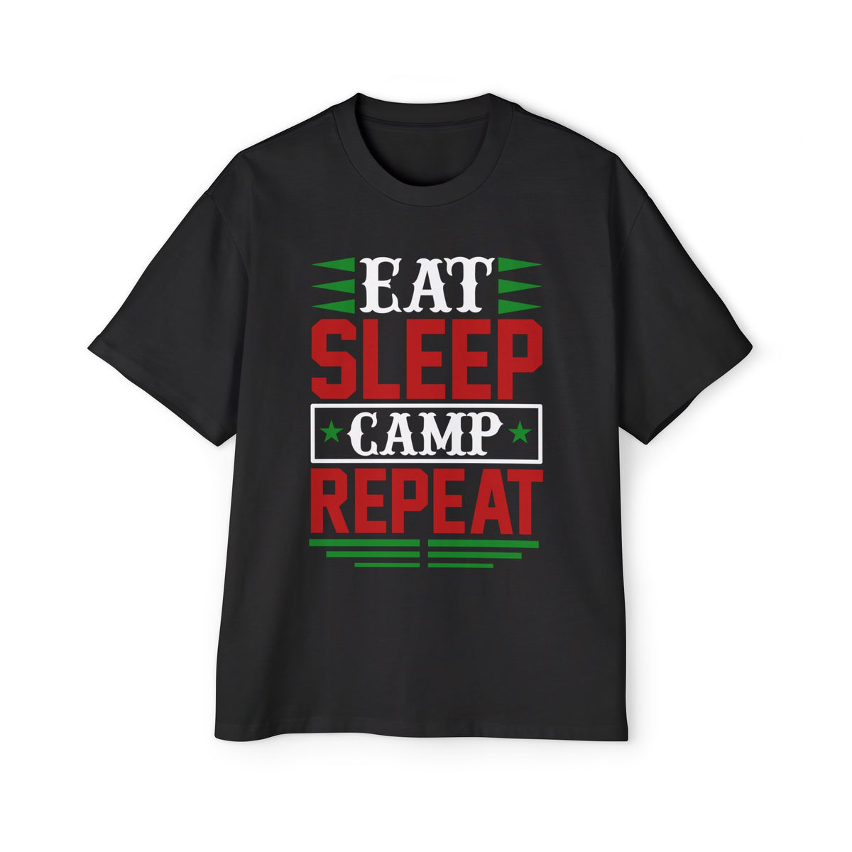 Eat Sleep Camp Repeat Graphic Tee-INNBLAC Fashion Apparel