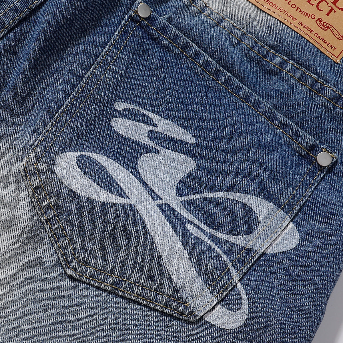 Bermudas vaqueras rasgadas con parches de camuflaje