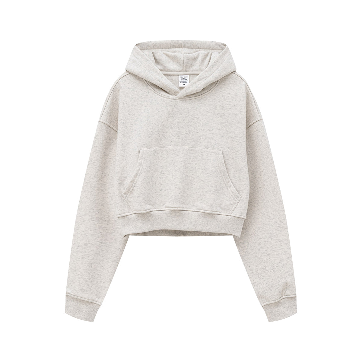 Solid Kangaroo Pocket Crop Hoodie