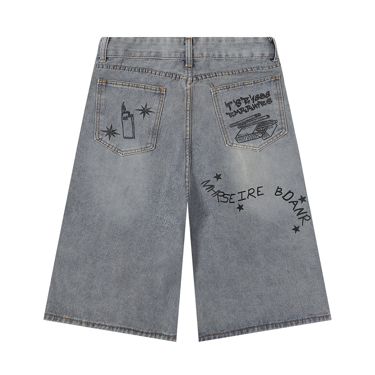 Bermudas vaqueras rasgadas con parches de camuflaje