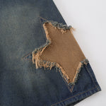 Elastic Waist Star Applique Bermuda Shorts