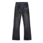 Distressed Dark Denim Vintage Wash Flared Jeans