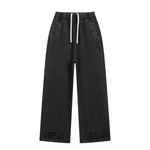 Ripped Hem Loose Fit Cotton Sweatpants
