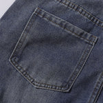 Embroidered Patch Denim Cargo Jeans with Striped Detail