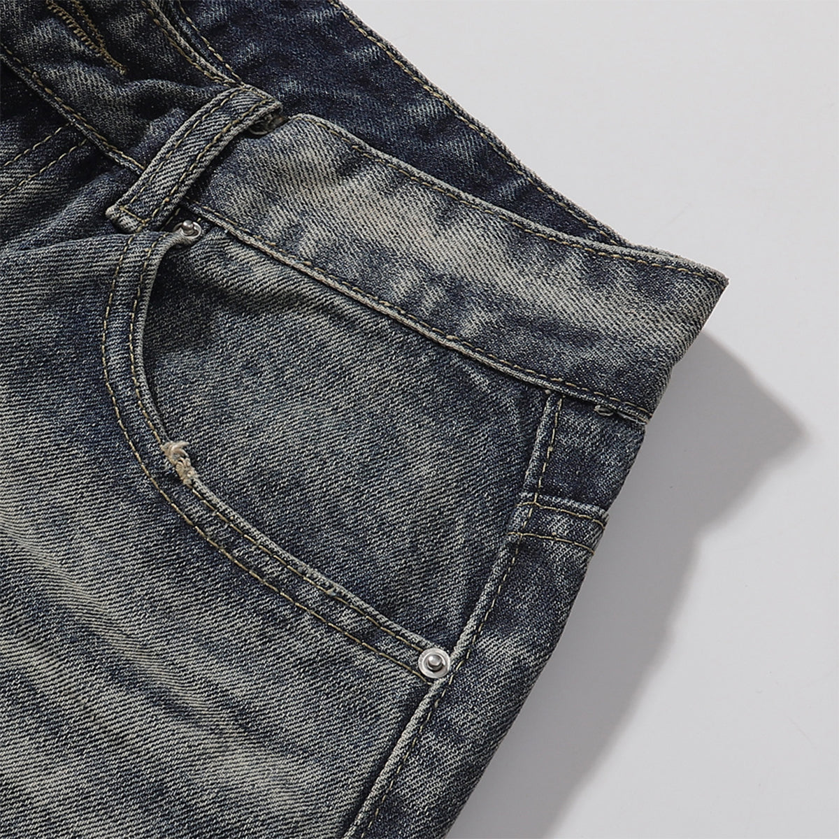 Decorative Rope Dark Wash Vintage Wide Leg Jeans