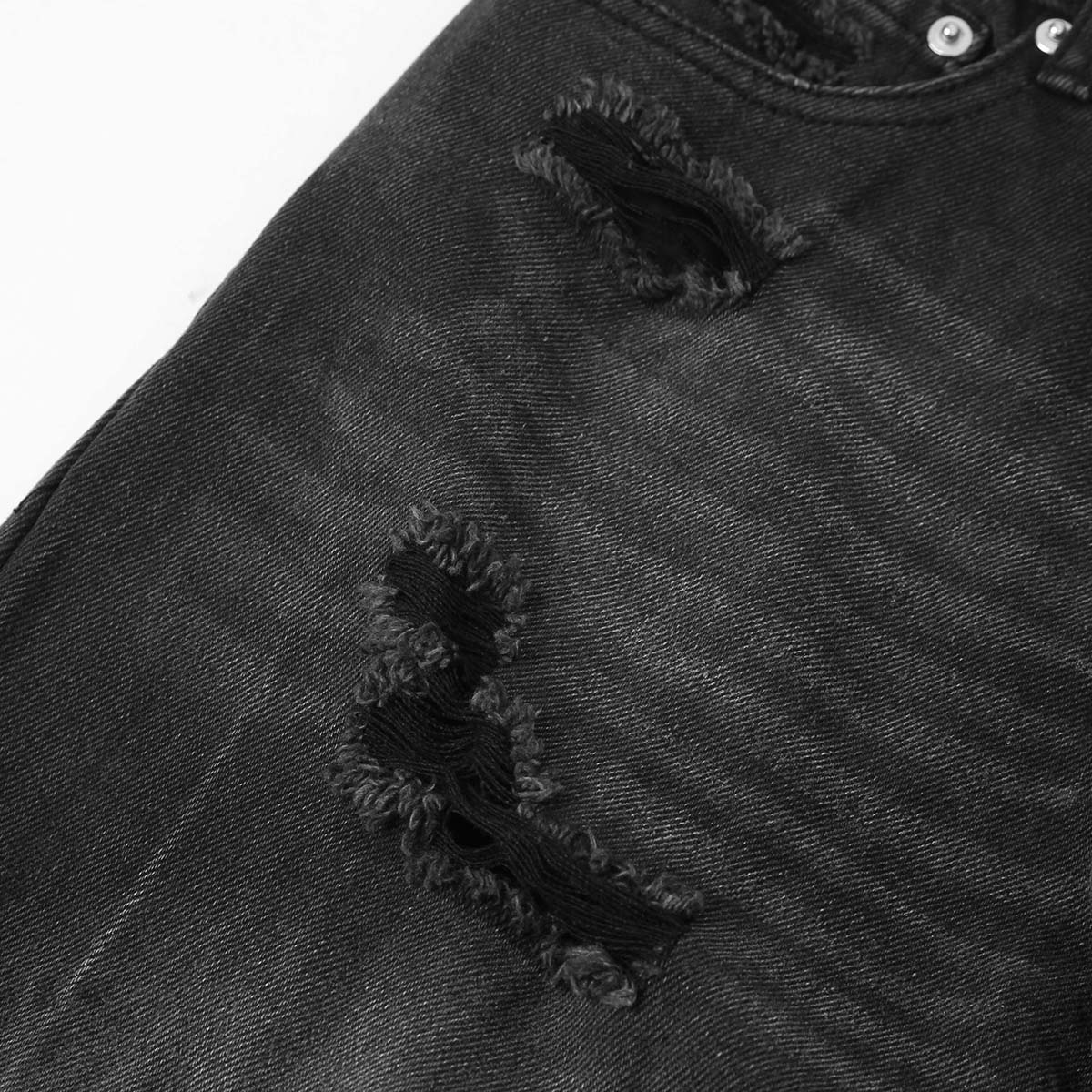 Relaxed Fit Wrinkle Wash Distressed Jeans